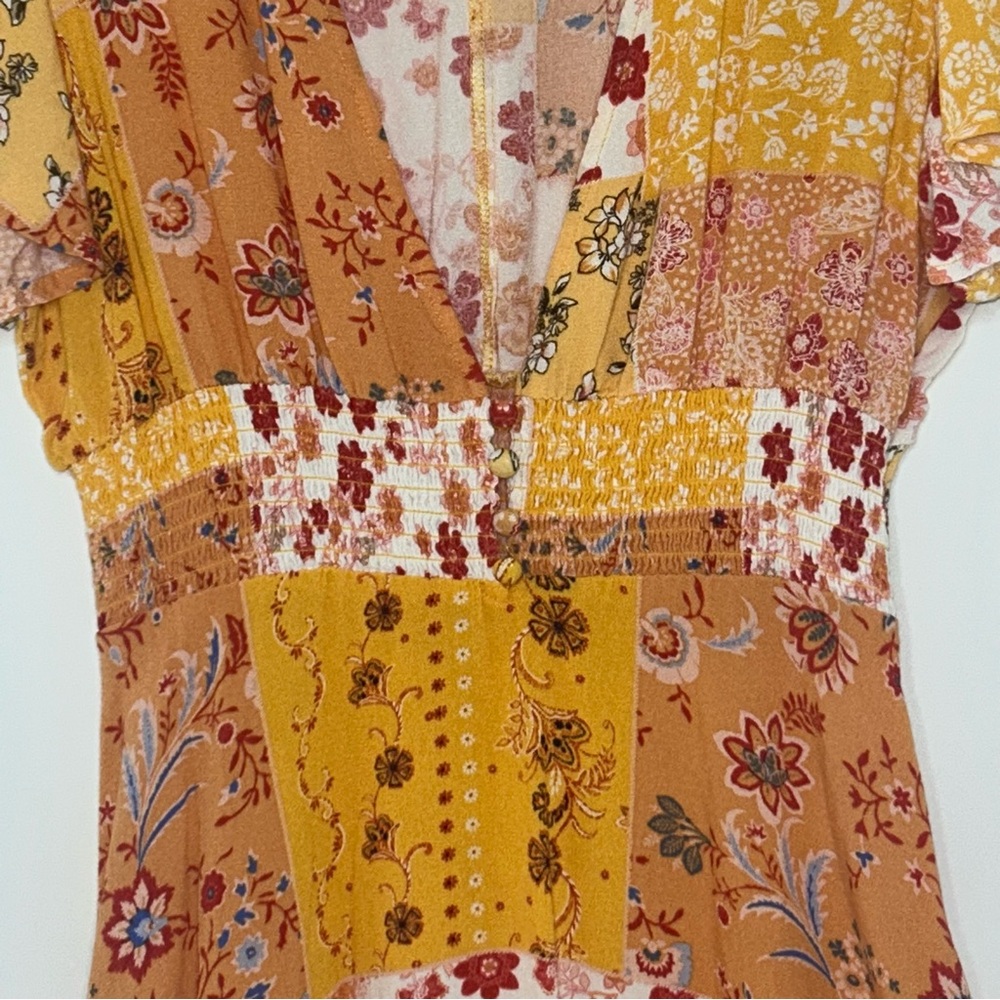 Forever 21 Patchwork Floral Print Mini Dress Deep… - image 3